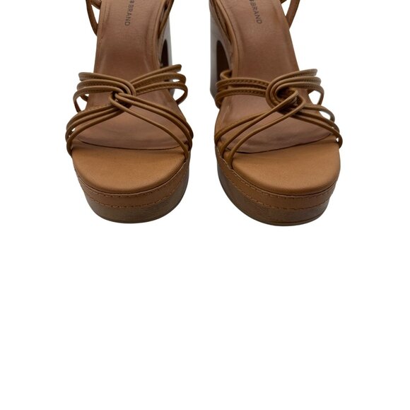 Lucky Brand Size 8.5 Womens Tan Stylist Strappy Platform Sandals Block Heel - Picture 4 of 7